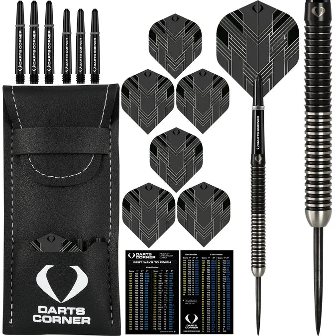 Darts Corner BlackFin Darts - Steel Tip - M1 - Straight - Black - 22g
