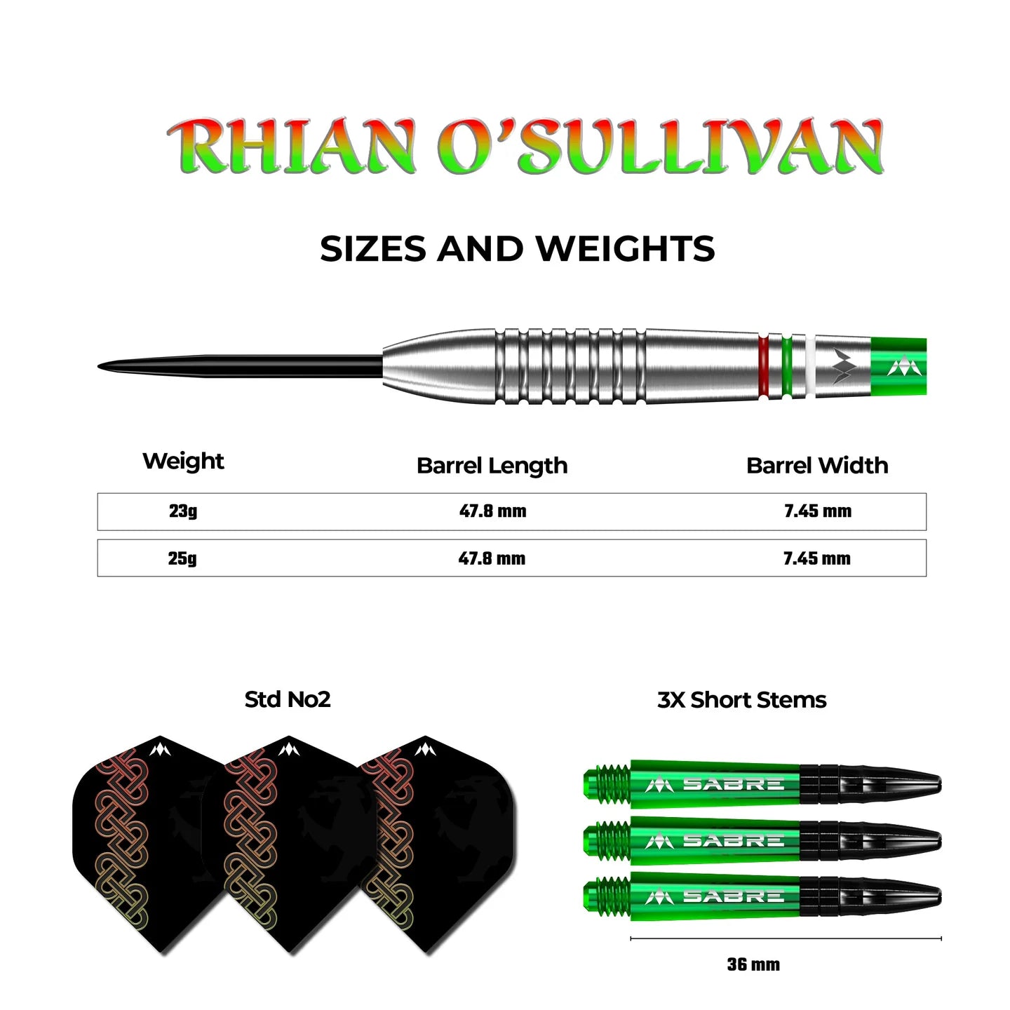 Mission Rhian O Sullivan Darts - Steel Tip - Ringed - 23g