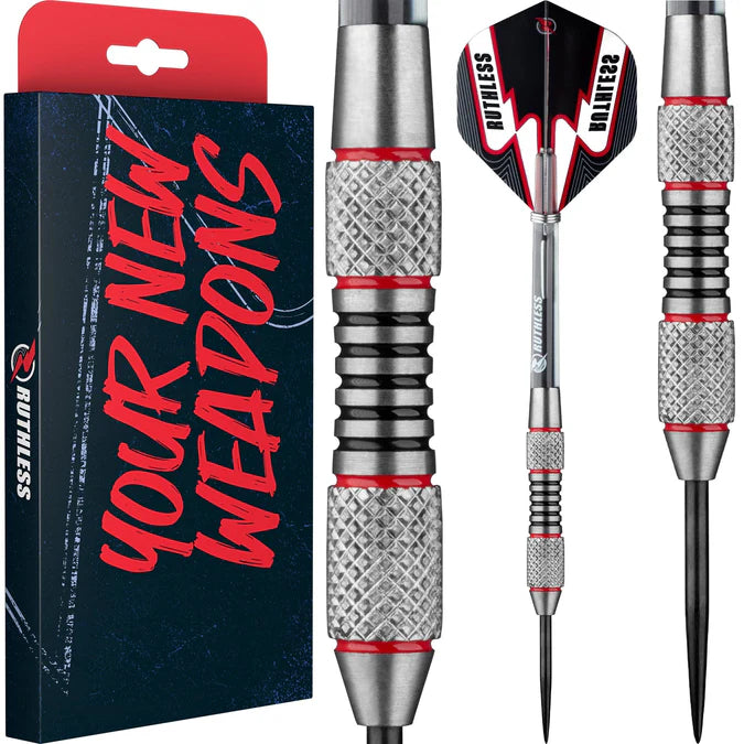Ruthless Scallop Darts - Steel Tip - Twin Knurl - Black & Red - 21g